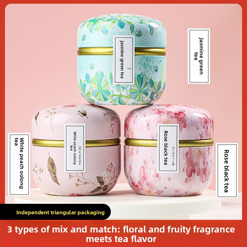 Jasmine Green Tea White Peach Oolong Tea Rose Black Tea Three Canister Set Health Tea Triangle Bag Tea