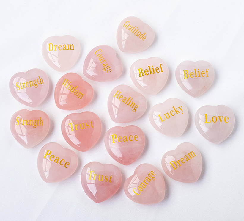 Natural Rose Quartz Heart Carved Crystal - Manifestation Stone, Stress Relief Gift, Healing Decor