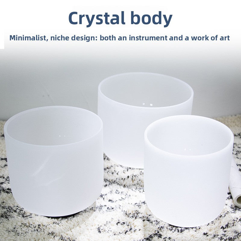 White Frosted Crystal Bowl Beginner Professional Music Singing Bowl Yoga Meditation Healing Sound Bowl Sound Therapy Instrument Crystal Bowl