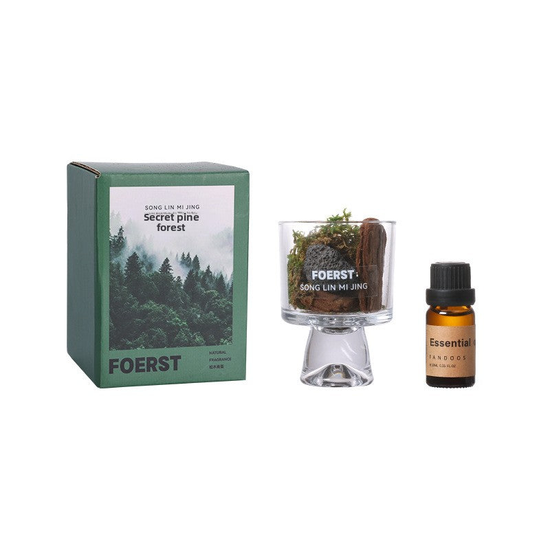 Matsu Forest Secret Realm Pine Wood Moss Aroma Diffuser Cup Forest Style Flameless Aromatherapy Diffuser Ornament Home Long-lasting Fragrance Gift