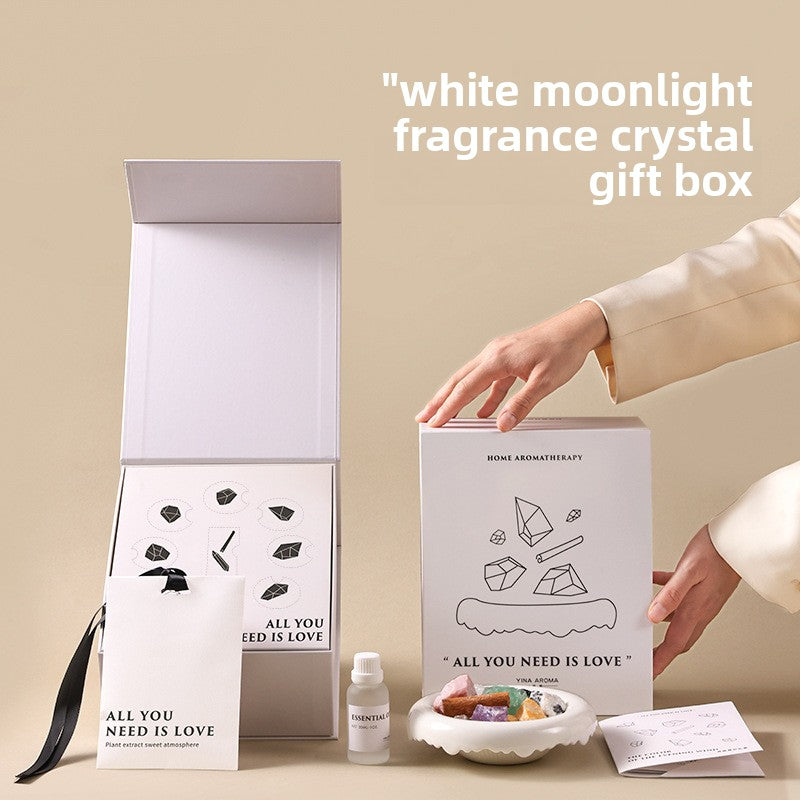 White Moonlight Aromatherapy Crystal Blind Box Gift Box Festival Gift Gift Gift Hand Gift Fire-Free Home Indoor Lasting Diffuse Ornaments