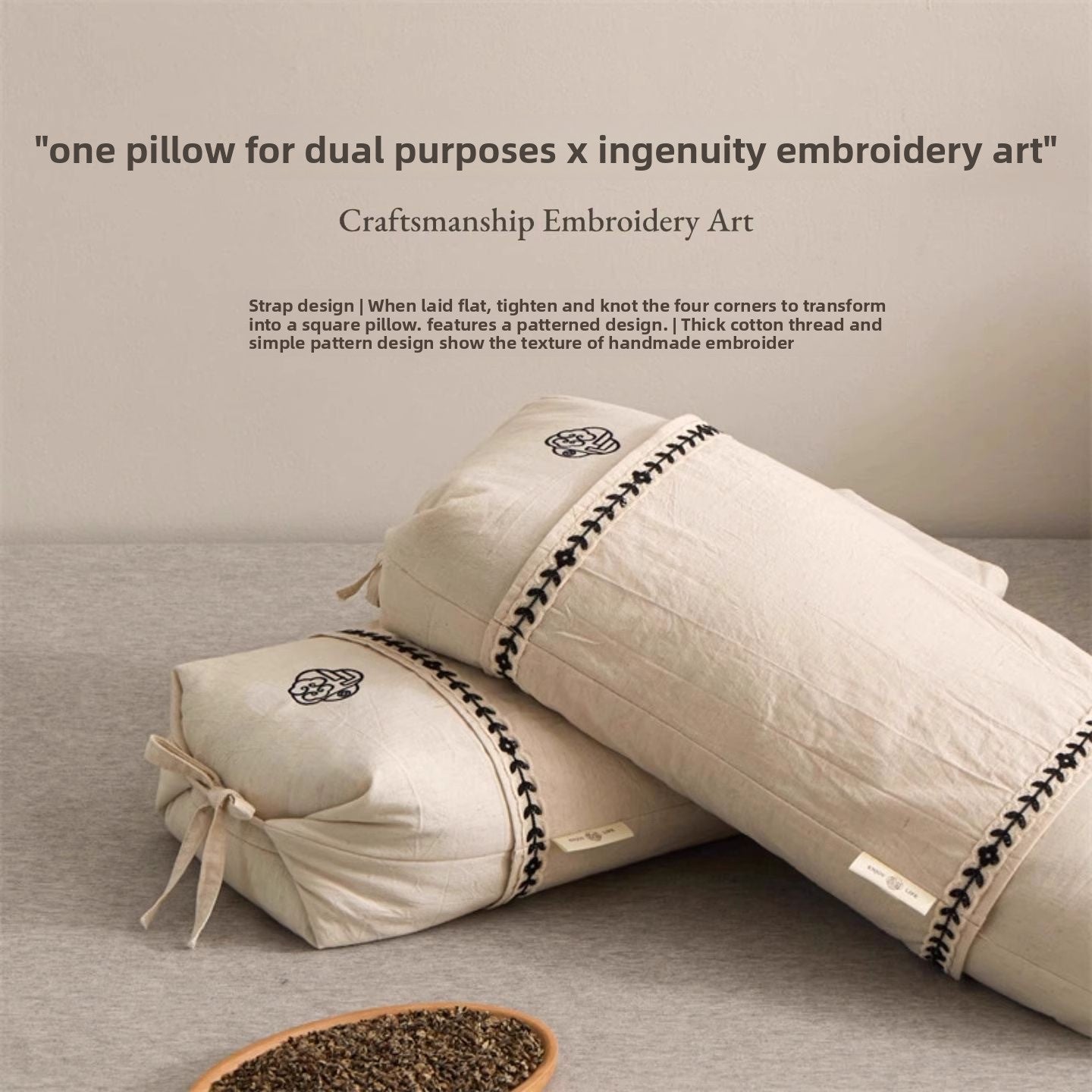 Cotton and Linen Tartary Buckwheat Pillow Cervical Support Improve Sleeping Pillow Single One Class a Maternal and Child Grade Small Pillow Inner Pairs