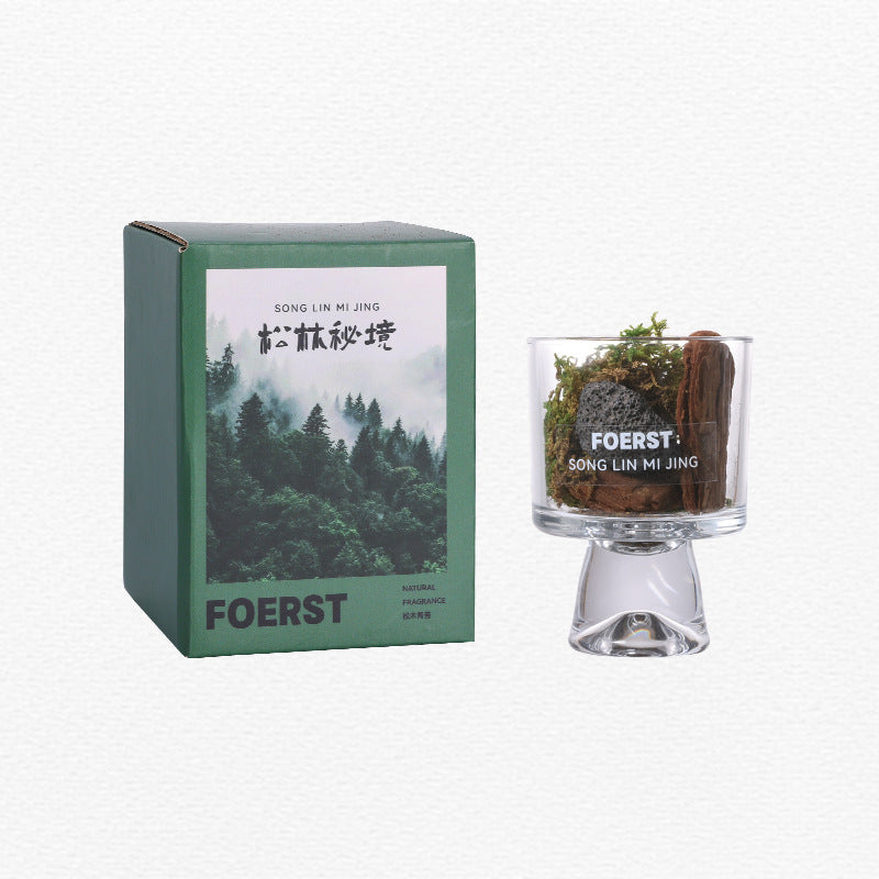Matsu Forest Secret Realm Pine Wood Moss Aroma Diffuser Cup Forest Style Flameless Aromatherapy Diffuser Ornament Home Long-lasting Fragrance Gift