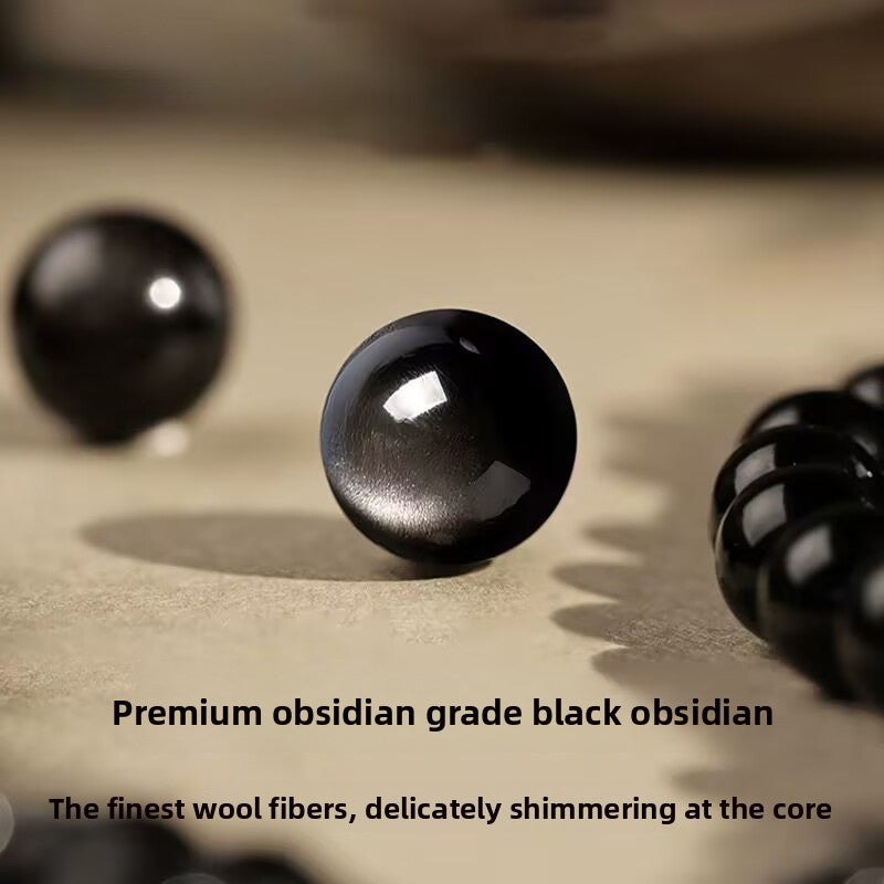 999 Pure Silver Bamboo Knot Obsidian Bracelet Men's Double Layer Bracelet Men's Bracelet Birthday Gift for Boys