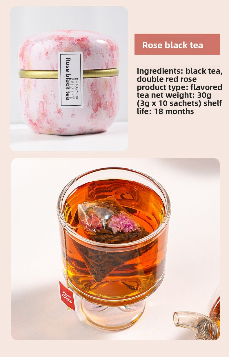 Jasmine Green Tea White Peach Oolong Tea Rose Black Tea Three Canister Set Health Tea Triangle Bag Tea