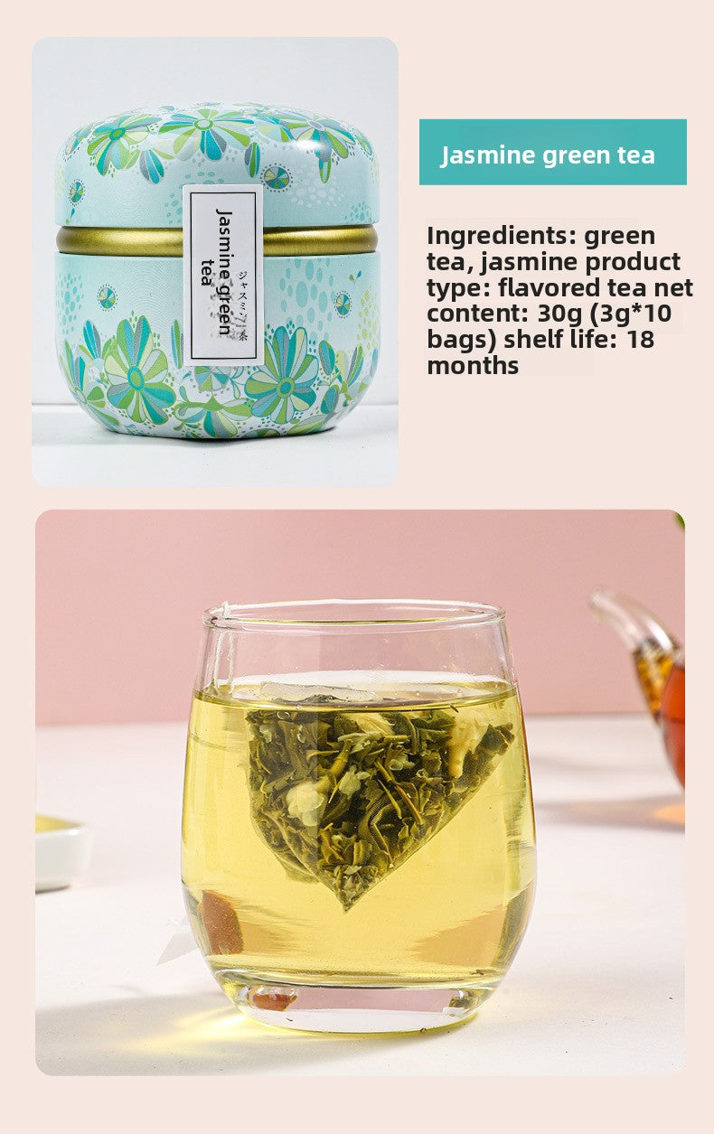 Jasmine Green Tea White Peach Oolong Tea Rose Black Tea Three Canister Set Health Tea Triangle Bag Tea