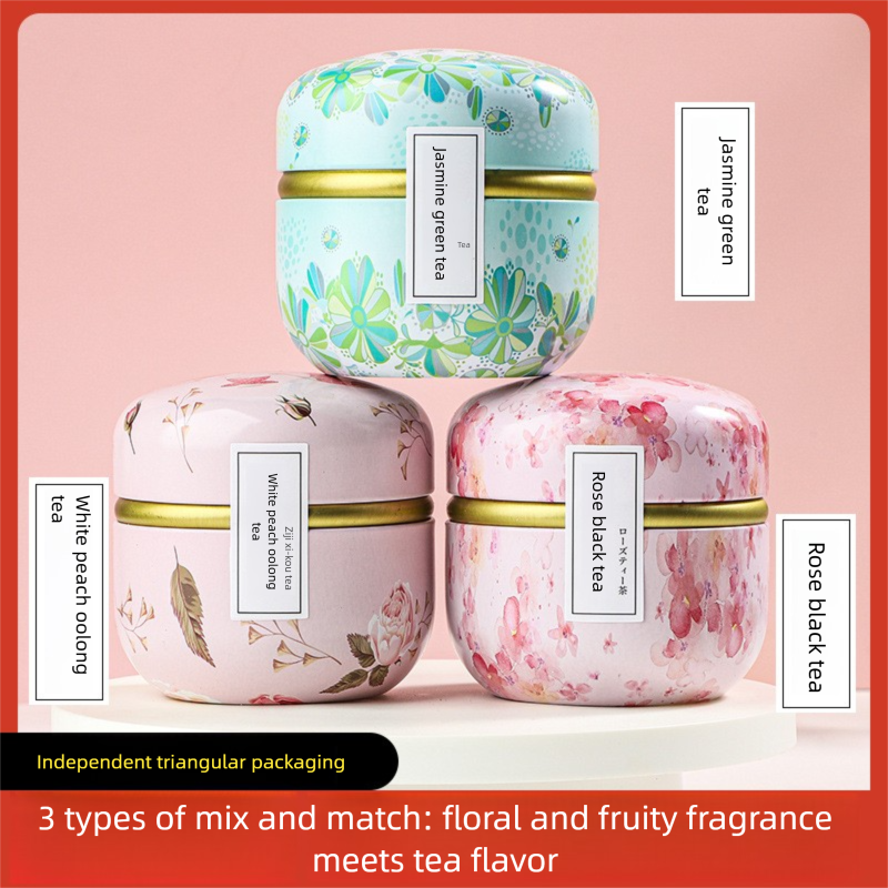 Jasmine Green Tea White Peach Oolong Tea Rose Black Tea Three Canister Set Health Tea Triangle Bag Tea