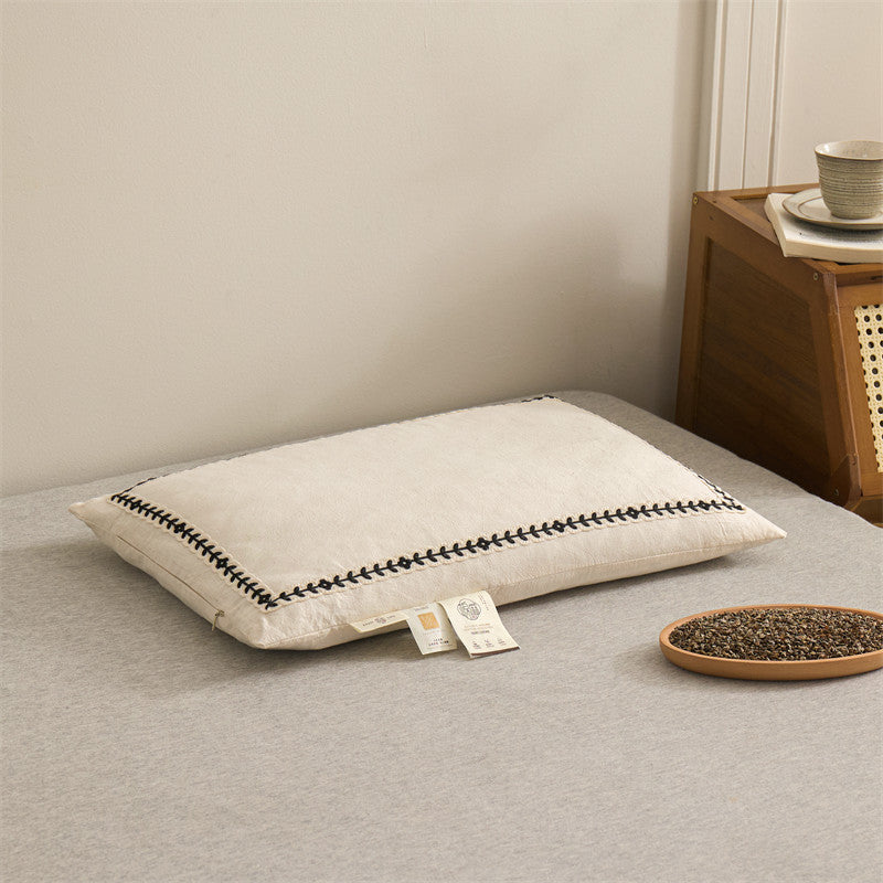 Cotton and Linen Tartary Buckwheat Pillow Cervical Support Improve Sleeping Pillow Single One Class a Maternal and Child Grade Small Pillow Inner Pairs