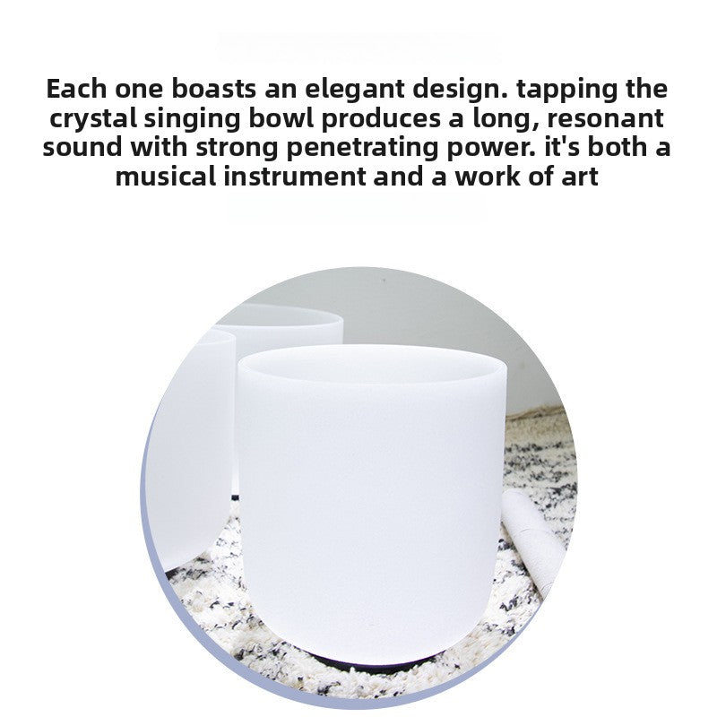 White Frosted Crystal Bowl Beginner Professional Music Singing Bowl Yoga Meditation Healing Sound Bowl Sound Therapy Instrument Crystal Bowl