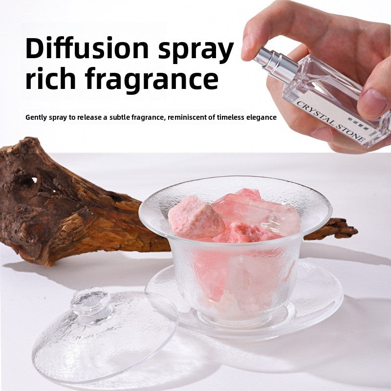 A Chinese-style teacup diffuser stone, flameless aromatherapy essential oil, home and bedroom fragrance crystal ornament, gift set