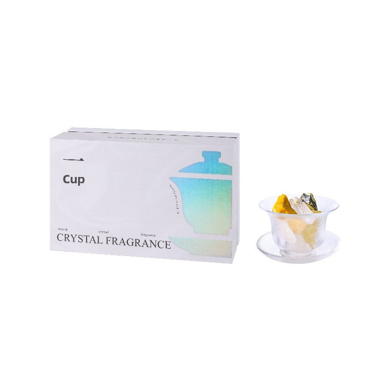 A Chinese-style teacup diffuser stone, flameless aromatherapy essential oil, home and bedroom fragrance crystal ornament, gift set