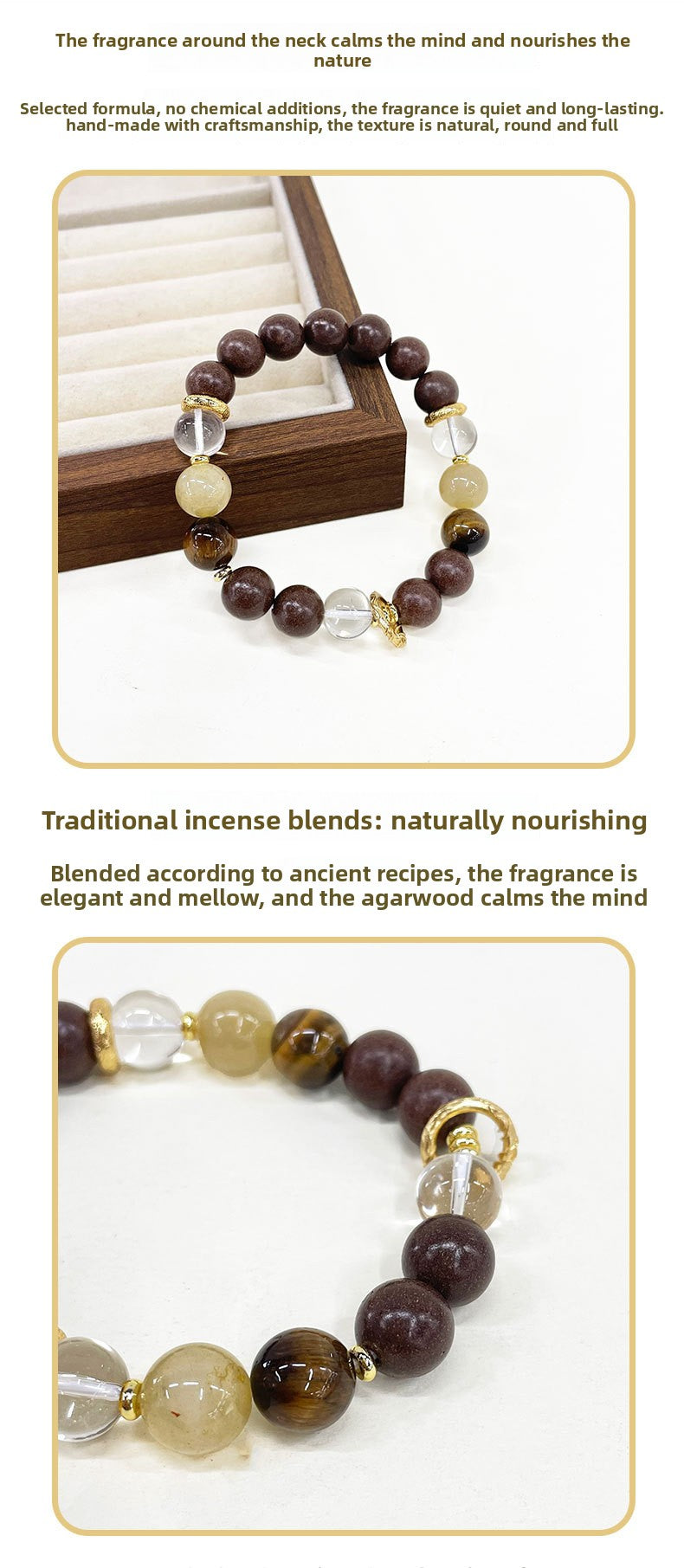 Top Rated Chinese Herbal Incense Bead Bracelet Handmade Huangqi Aromatherapy Beads Meditation Prayer Mala Beads for Yoga and Daily Wear