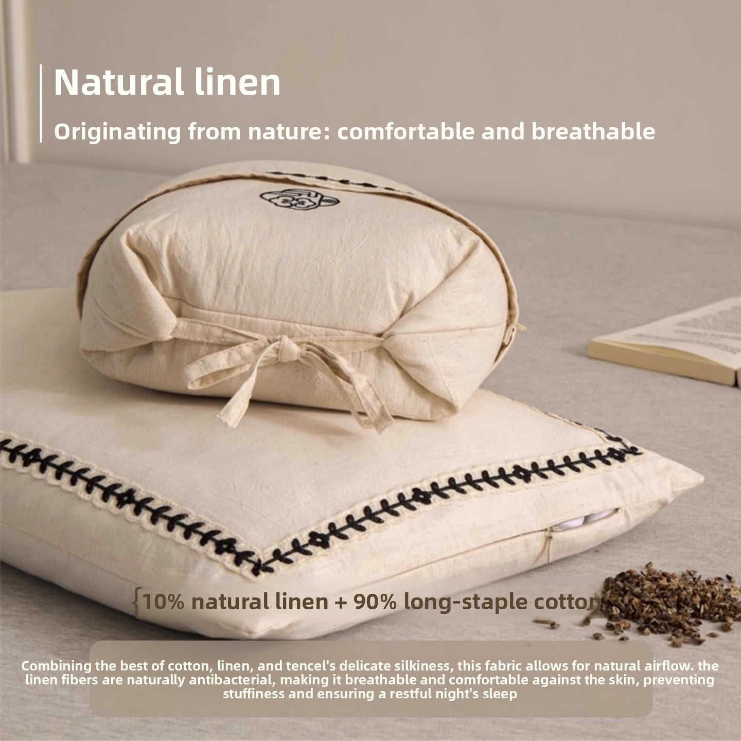 Cotton and Linen Tartary Buckwheat Pillow Cervical Support Improve Sleeping Pillow Single One Class a Maternal and Child Grade Small Pillow Inner Pairs