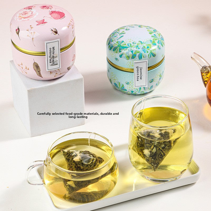 Jasmine Green Tea White Peach Oolong Tea Rose Black Tea Three Canister Set Health Tea Triangle Bag Tea