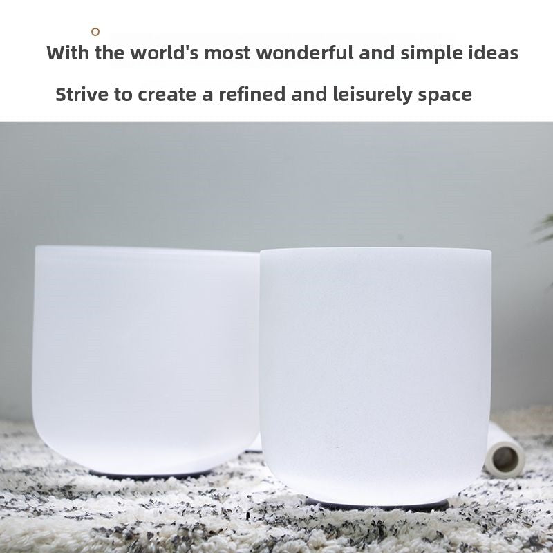 White Frosted Crystal Bowl Beginner Professional Music Singing Bowl Yoga Meditation Healing Sound Bowl Sound Therapy Instrument Crystal Bowl